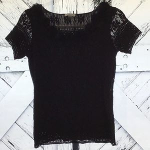Forever Fashion Lace and Floral Black Blouse Med